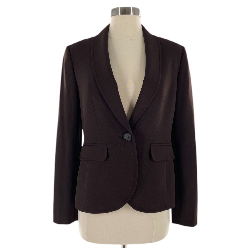 Nine West Sleek Solid Brown Single Button Blazer - image 1